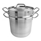 12 qt Double Boiler (3 PC/SET), Stainless Steel, Encapsulated Base, Standard Electric, Gas Cooktop, Halogen & Induction Ready
