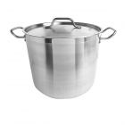 20 qt, 12-3/8" Diameter Stock Pot with Lid, Stainless Steel, Encapsulated Base, Dishwasher Safe, Standard Electric, Gas Cooktop, Halogen & Induction Ready, Oven Safe, Heavy-Duty, NSF 