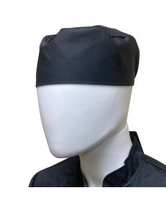 Chef Regalia, Ventilated Pill Box Hat, 65/35 Poly/Cotton, 3.5" High Overall. Large Size, Black
