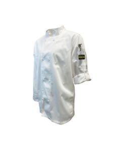 Chef Regalia, Tapered, Ventilated Long Sleeve, French cuffs Chef Jacketss. 65/35 Poly/Cotton . Large size, White. 