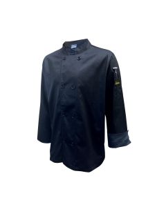 Chef Regalia, Men's Tapered, Long Sleeve, French Cuffs Chef Jackt. 65/35 Poly/Cotton . X Large Size, Black