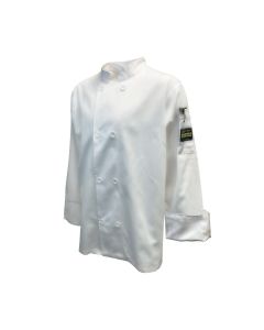 Chef Regalia, Men's Tapered, Long Sleeve, French Cuffs Chef Jackt. 65/35 Poly/Cotton . Medium Size, White