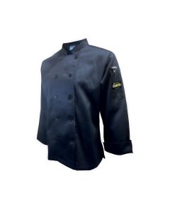Chef Regalia, Women's Tapered, Long Sleeve, French Cuffs Chef Jackt. 65/35 Poly/Cotton . Large Size, Black
