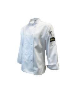Chef Regalia, Women's Tapered, Long Sleeve, French Cuffs Chef Jackt. 65/35 Poly/Cotton . Medium Size, White