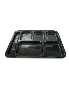 14-1/2" x 10" x 7/8", Left Hand 6 Compartment Tray, Black Color, Melamine, NSF