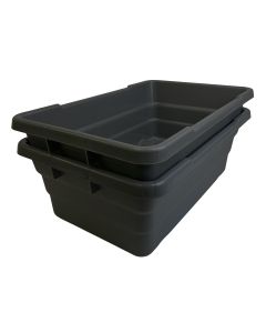 24 1/4" x 15 1/4" x 8 1/2" Stackable Lug, Black, Polypropylene, NSF