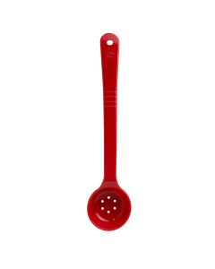 2 oz, 11 3/4" PERFORATED SPOON, LONG HANDLE, ACETAL BPA FREE, RED, NSF, HIGH HEAT