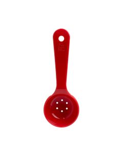 2 oz, 7" PERDORATED SPOON, SHORT HANDLE, ACETAL BPA FREE, RED, NSF, HIGH HEAT
