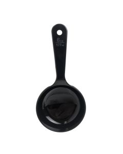 6 oz, 8 3/4" SOLID SPOON, SHORT HANDLE, ACETAL BPA FREE, BLACK, NSF, HIGH HEAT