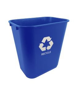 28 QT/7 Gallon Waste Basket, Plastic, Recycle, Blue Color