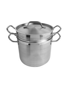 8 qt Double Boiler (3 PC/SET), Stainless Steel, Encapsulated Base, Standard Electric, Gas Cooktop, Halogen & Induction Ready