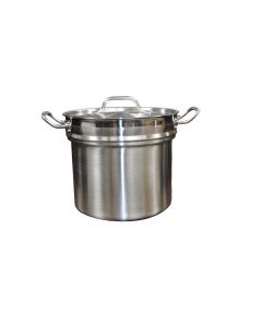 16 qt Double Boiler (3 PC/SET), Stainless Steel, Encapsulated Base, Standard Electric, Gas Cooktop, Halogen & Induction Ready