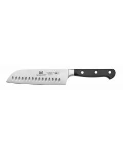 Santoku Knife, 7" Blade,  Hollow Ground, Forged German Steel, NSF
