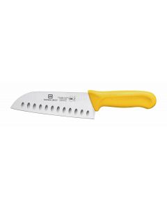 Santoku Knife, 7" Blade, Hollow Ground,  Yellow Polypropylene Handles, German Steel, NSF
