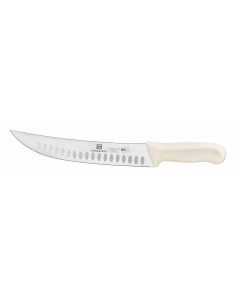 Cimeter Steak Knife, 9-1/2" Blade, Hollow Ground,  White Polypropylene Handles, German Steel, NSF