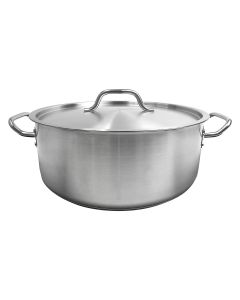 15 qt, 15" Diameter Brazier Pot with Lid, Stainless Steel, Encapsulated Base, Dishwasher Safe, Standard Electric, Gas Cooktop, Halogen & Induction Ready, Oven Safe, Heavy-Duty, NSF 