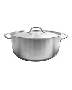 20 qt, 16-1/2" Diameter Brazier Pot with Lid, Stainless Steel, Encapsulated Base, Dishwasher Safe, Standard Electric, Gas Cooktop, Halogen & Induction Ready, Oven Safe, Heavy-Duty, NSF 