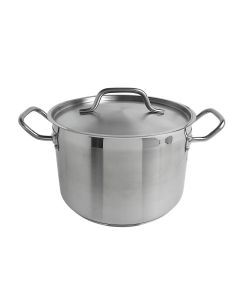 8 qt, 10" Diameter Stock Pot with Lid, Stainless Steel, Encapsulated Base, Dishwasher Safe, Standard Electric, Gas Cooktop, Halogen & Induction Ready, Oven Safe, Heavy-Duty, NSF 