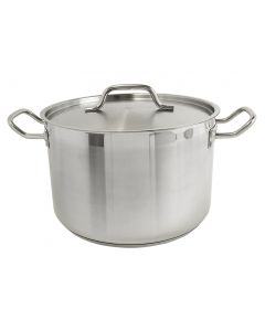 12 qt, 11-5/8" Diameter Stock Pot with Lid, Stainless Steel, Encapsulated Base, Dishwasher Safe, Standard Electric, Gas Cooktop, Halogen & Induction Ready, Oven Safe, Heavy-Duty, NSF 