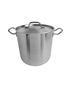 16 qt, 11-1/2" Diameter Stock Pot with Lid, Stainless Steel, Encapsulated Base, Dishwasher Safe, Standard Electric, Gas Cooktop, Halogen & Induction Ready, Oven Safe, Heavy-Duty, NSF 