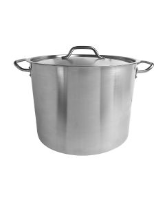 32 qt, 15" Diameter Stock Pot with Lid, Stainless Steel, Encapsulated Base, Dishwasher Safe, Standard Electric, Gas Cooktop, Halogen & Induction Ready, Oven Safe, Heavy-Duty, NSF 