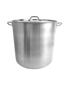100 qt, 20-1/2" Diameter Stock Pot with Lid, Stainless Steel, Encapsulated Base, Dishwasher Safe, Standard Electric, Gas Cooktop, Halogen & Induction Ready, Oven Safe, Heavy-Duty, NSF 