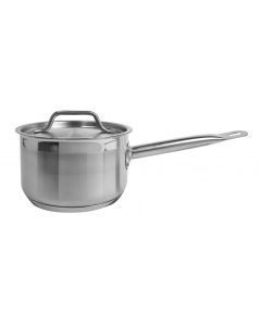 2 qt, 7" Diameter Sauce Pan with Lid, Stainless Steel, Encapsulated Base, Dishwasher Safe, Standard Electric, Gas Cooktop, Halogen & Induction Ready, Oven Safe, Heavy-Duty, NSF 