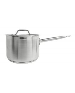 4-1/2 qt, 8-3/8" Diameter Sauce Pan with Lid, Stainless Steel, Encapsulated Base, Dishwasher Safe, Standard Electric, Gas Cooktop, Halogen & Induction Ready, Oven Safe, Heavy-Duty, NSF 