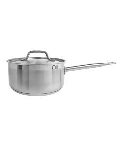 6 qt, 10" Diameter Sauce Pan with Lid, Stainless Steel, Encapsulated Base, Dishwasher Safe, Standard Electric, Gas Cooktop, Halogen & Induction Ready, Oven Safe, Heavy-Duty, NSF 