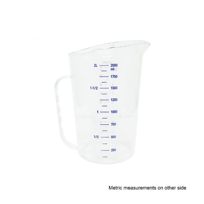 Thunder Group PLMC064CL, 2-Quart Polycarbonate Measuring Cup with Handle,  Capacity Marking Cups-Ounces, Clear