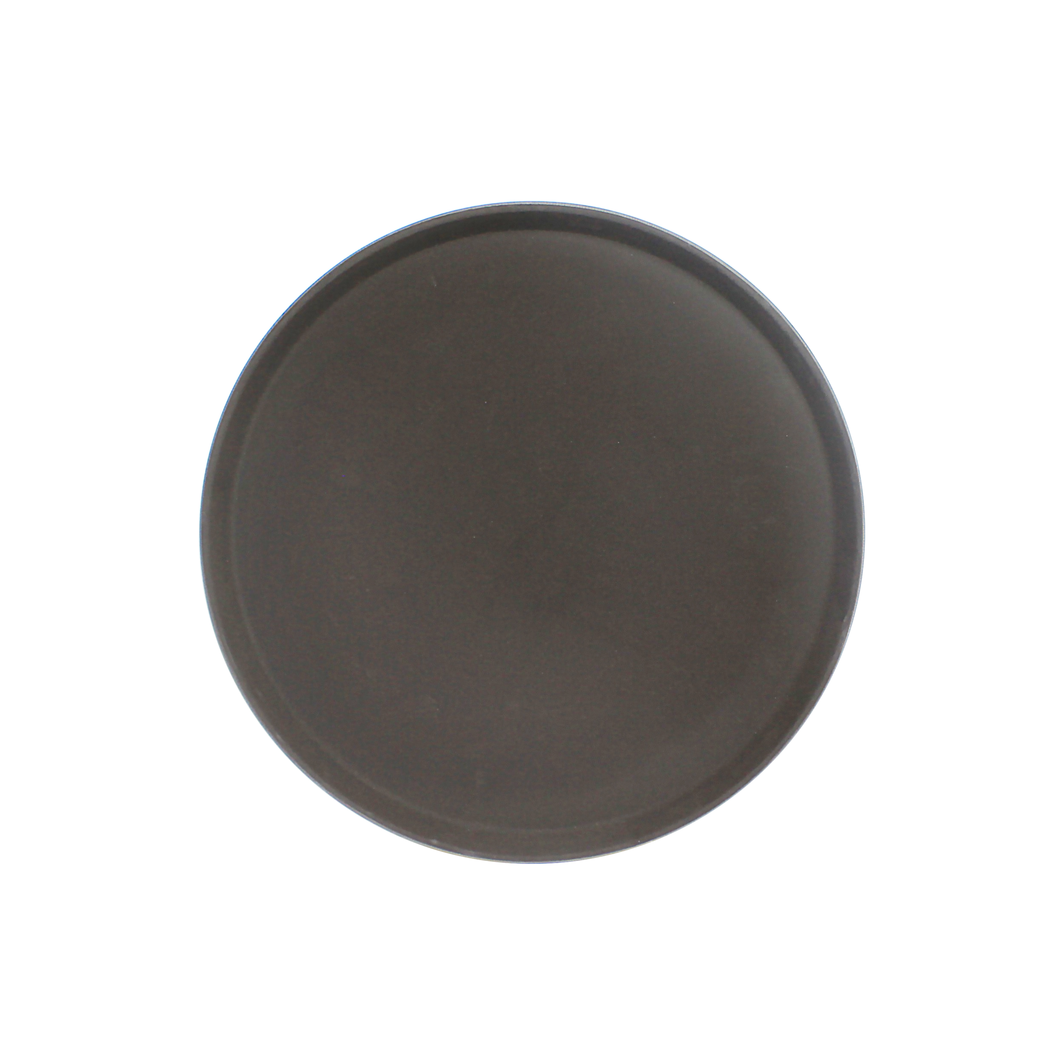 Thunder Group PLFT1100BR 11-inch round brown fiberglass non-skid serving tray, top view
